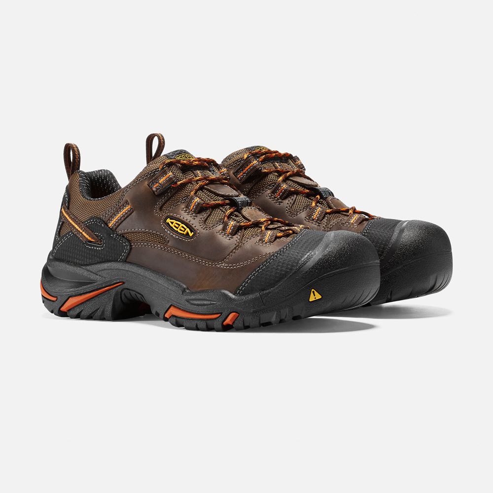 Chaussures de Travail Keen Homme Marron/Orange | Braddock Basse (Soft Toe) | ESOUV-1462